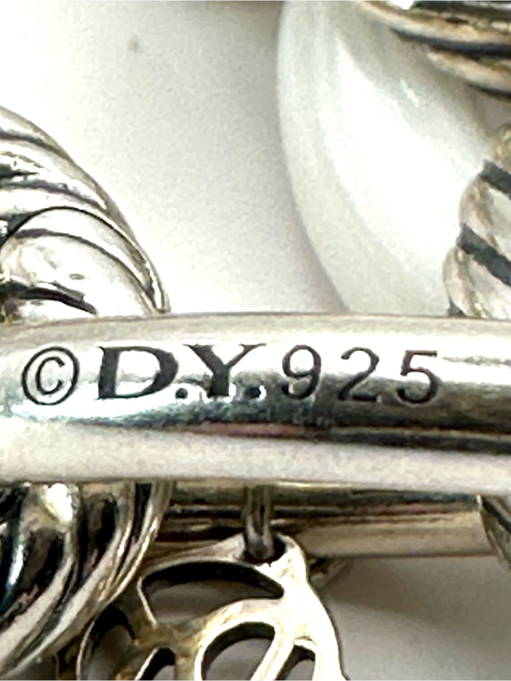 David Yurman Sterling Silver & White Ceramic Oval Link Bracelet RARE - Picture 7 of 10